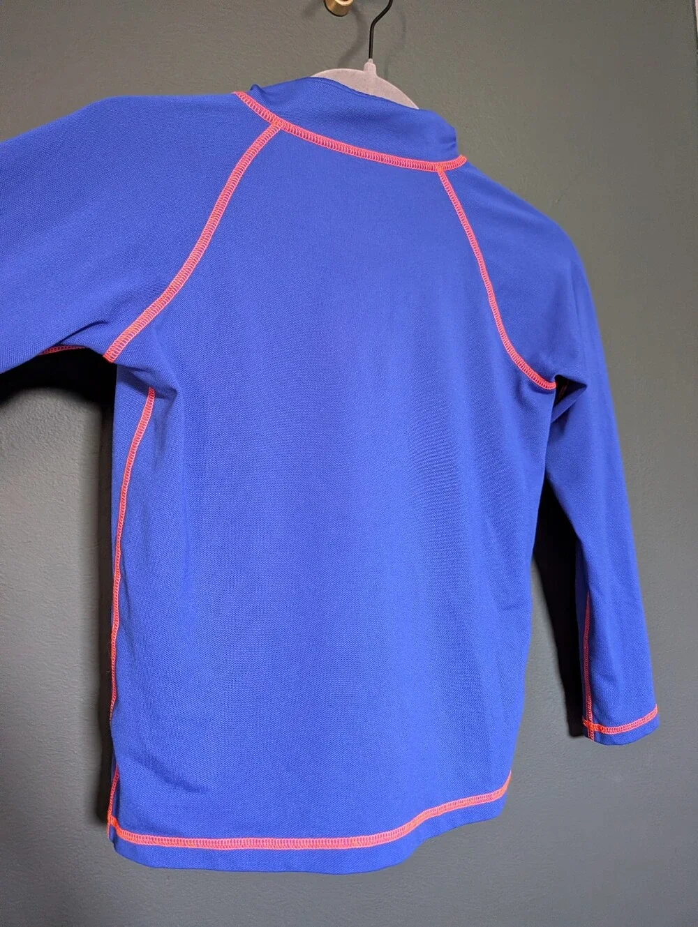 Crewcuts Blue Rashguard with Pink Contrast Stitching